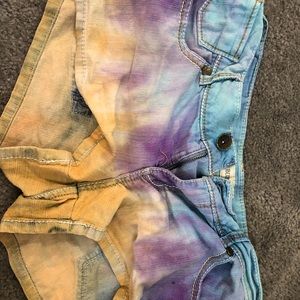 Tye dyed jean short shorts Paris Blue size 9